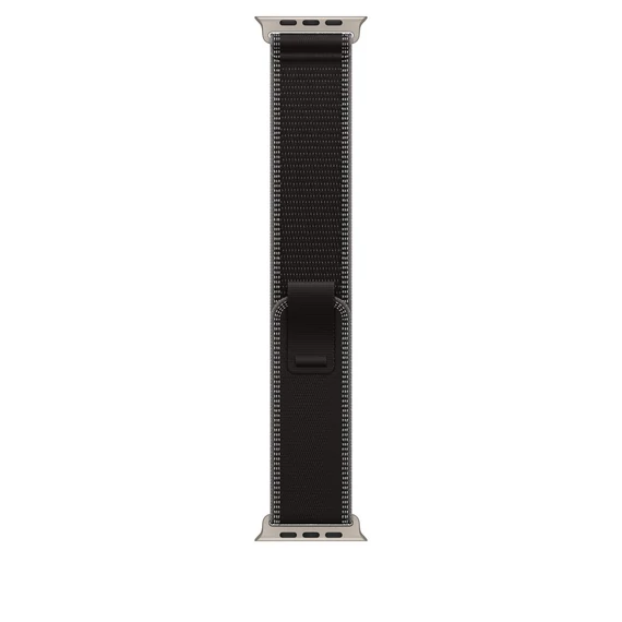 Apple Watch 49mm Loop:  Black/Charcoal Trail Loop - S/M - Natural Titanium Finish