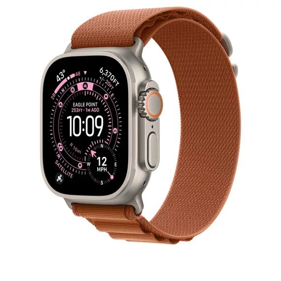 Apple Watch 49mm Loop:  Terra Cotta Alpine Loop - Small - Natural Titanium Finish