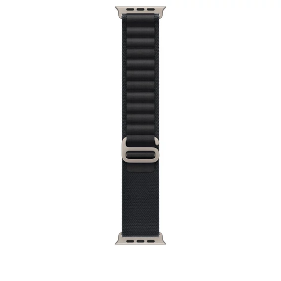 Apple Watch 49mm Loop:  Black Alpine Loop - Large - Natural Titanium Finish