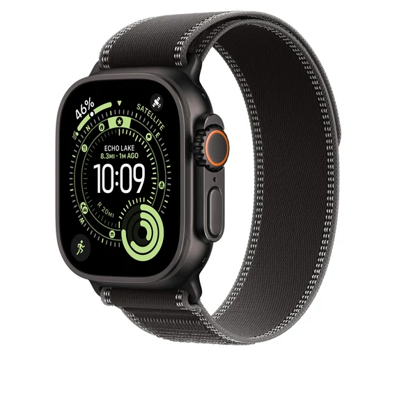 Apple Watch 49mm Loop:  Black/Charcoal Trail Loop - S/M - Black Titanium Finish