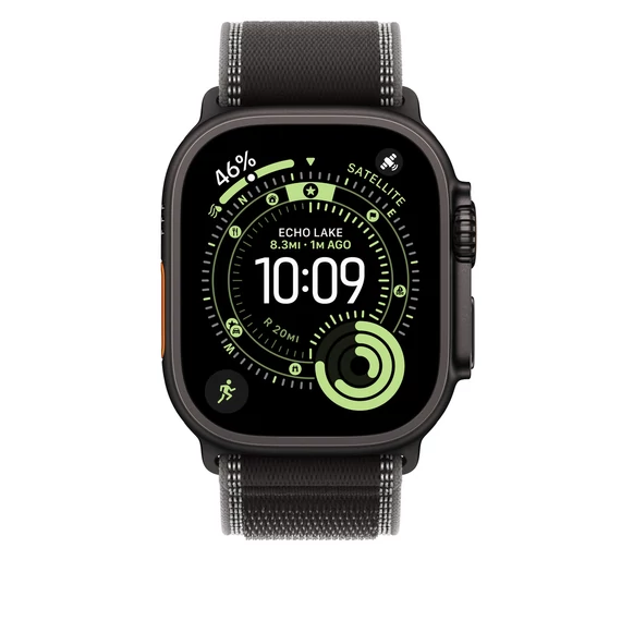 Apple Watch 49mm Loop:  Black/Charcoal Trail Loop - S/M - Black Titanium Finish