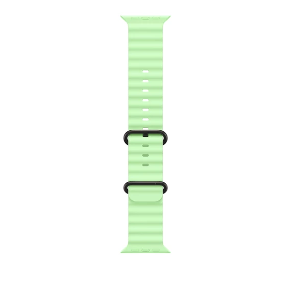 Apple Watch 49mm Band:  Neon Green Ocean Band - Black Titanium Finish