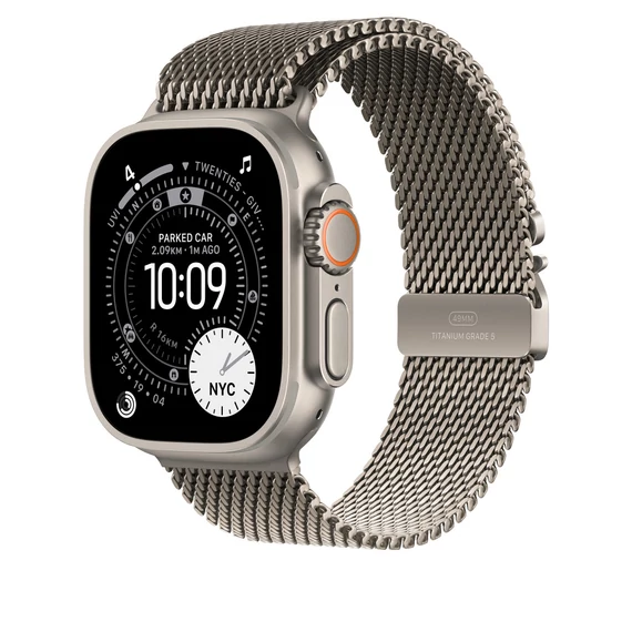 Apple Watch 49mm Loop:  Natural Titanium Milanese Loop - Small