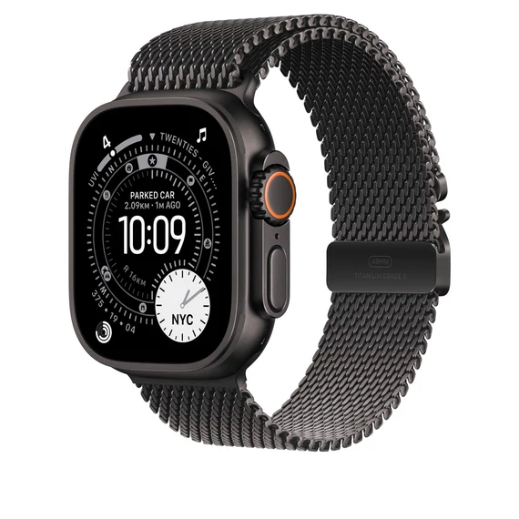 Apple Watch 49mm Loop:  Black Titanium Milanese Loop - Large