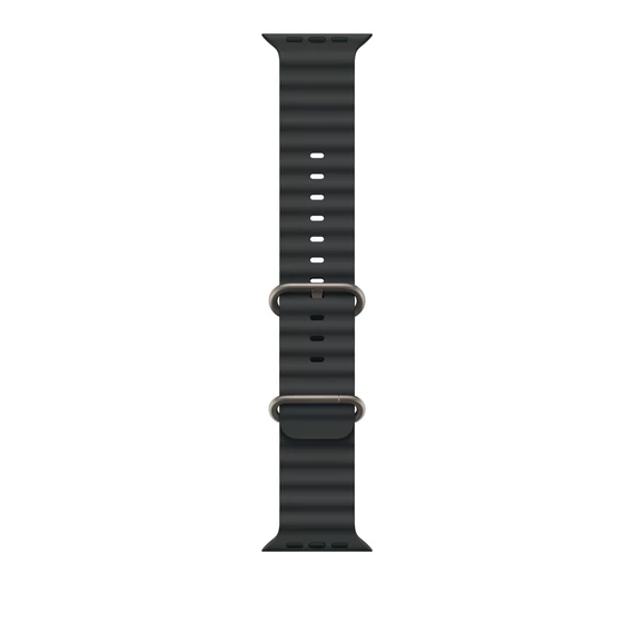 Apple Watch 49mm Band:  Black Ocean Band - Natural Titanium Finish