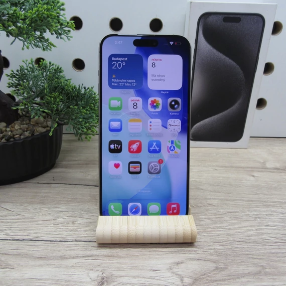 Apple iPhone 15 Pro Max 256GB Black Titanium – 100% Akkumulátor (126 ciklus) – 6 hónap garanciával