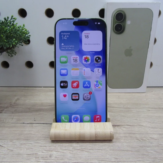 Apple iPhone 17 Sage 256GB használt karcmentes – 100% akku (4 ciklus) – garancia 2027.03.01.-ig