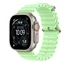 Apple Watch 49mm Band:  Neon Green Ocean Band - Natural Titanium Finish