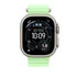 Apple Watch 49mm Band:  Neon Green Ocean Band - Natural Titanium Finish