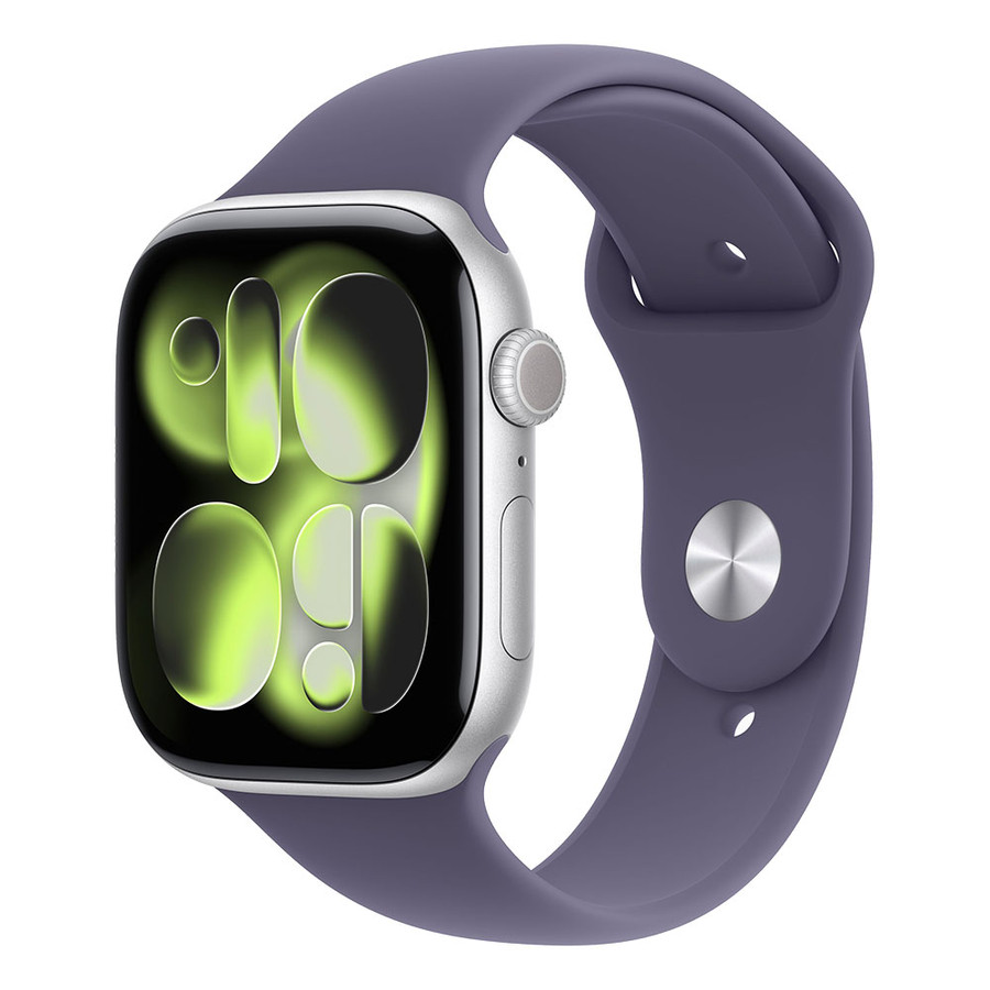 Apple Watch Series 11 46mm GPS – ezüst alumínium tok, lila köd sportszíj (S/M)
