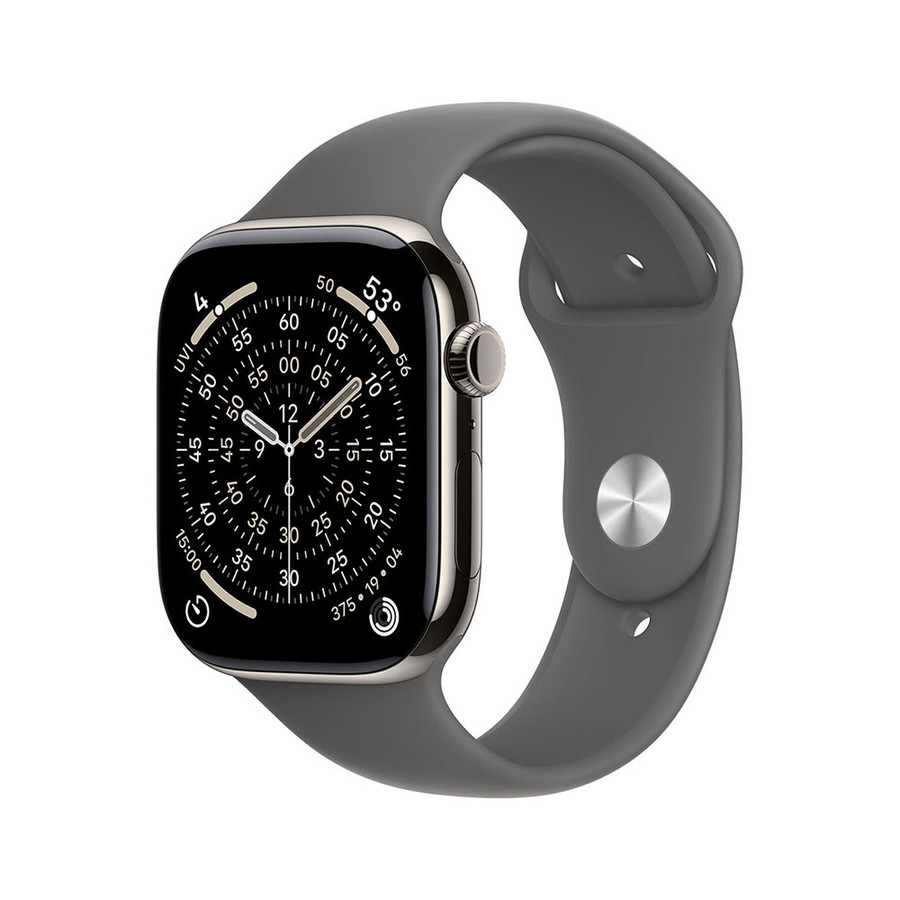 Apple Watch Series 11 42mm GPS + Cellular – natúr titán tok, kőszürke sportszíj (S/M)