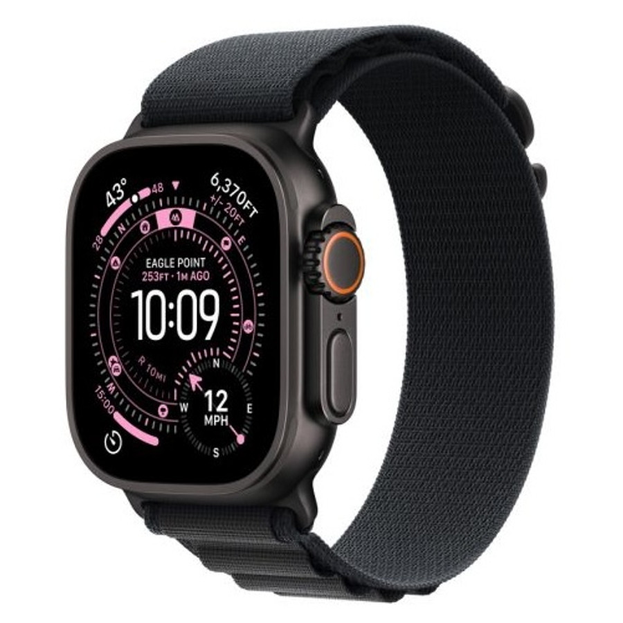 Apple Watch Ultra 3 49mm GPS + Cellular – fekete titán tok, fekete alpesi pánt (Medium)