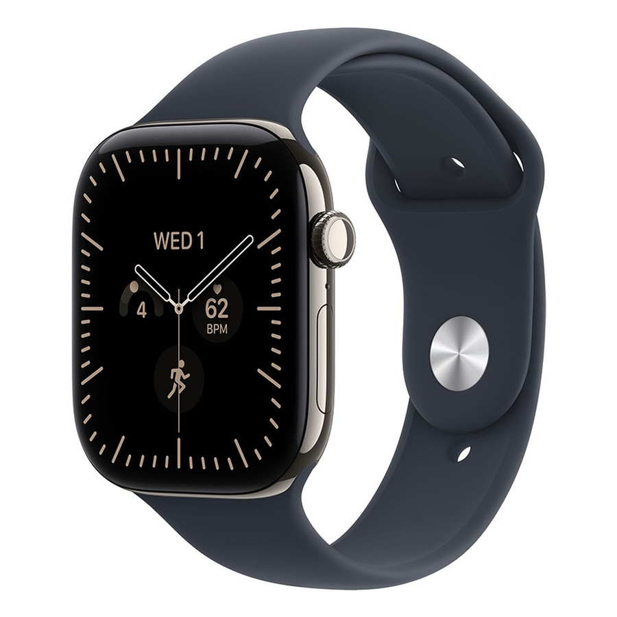 Apple Watch S12 Cellular 46mm Natural Titanium Case with Navy Blue Sport Band - M/L (Új)